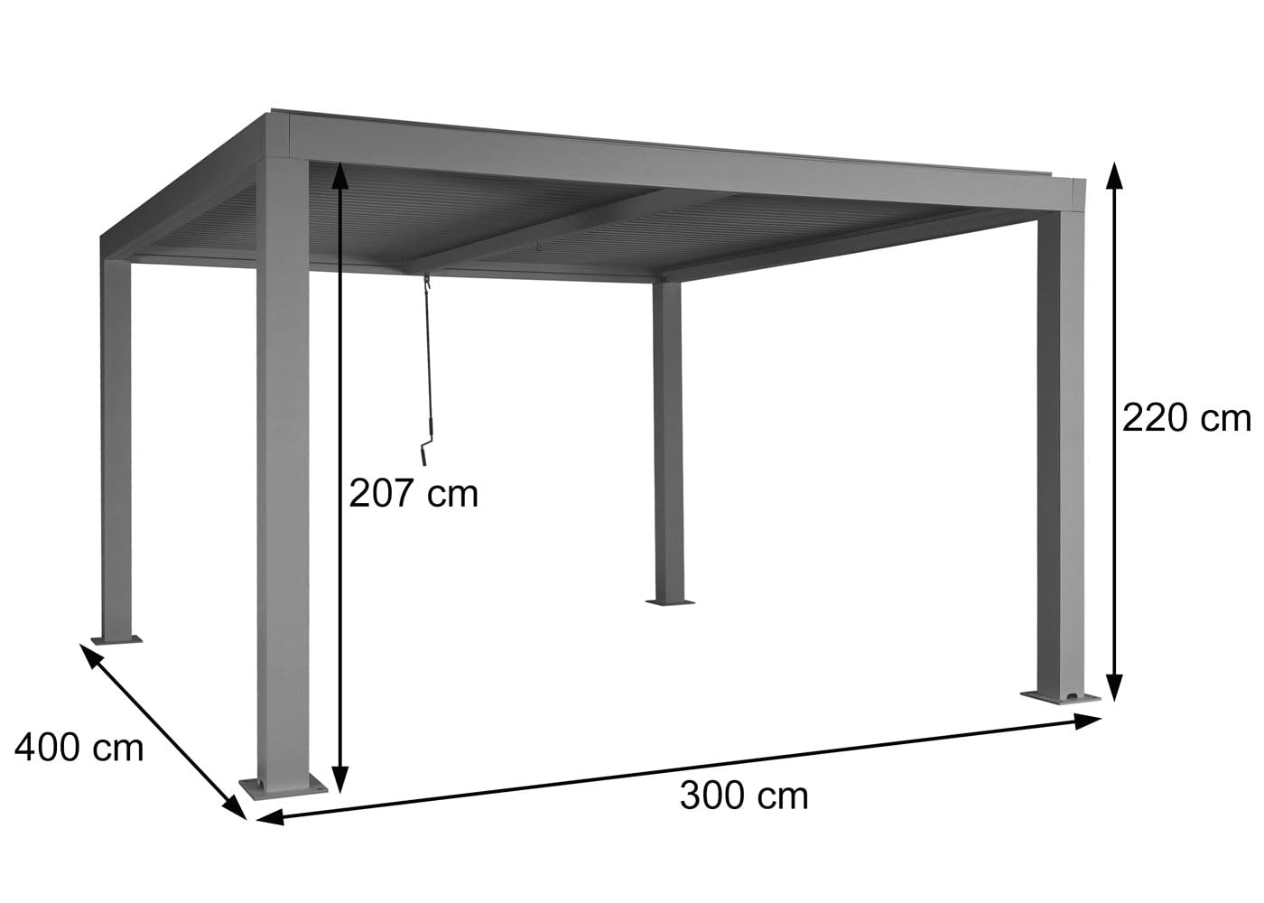 Pergola HWC-L46, pawilon ogrodowy lamelkowy, stelaż aluminiowy 10 cm, rynna deszczowa odporna na sztorm, 3 x 4 m - antracyt