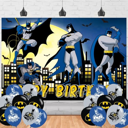 Bat Hero Backdrop 5x3 Vinyl Superhero Super City Birthday Party