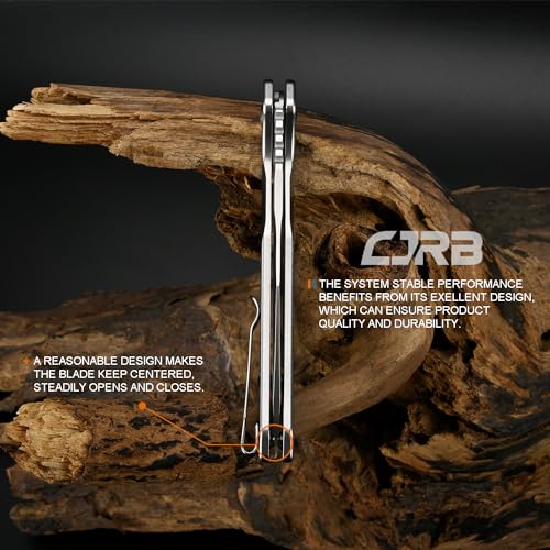 Image of CJRB Frack Folding Pocket Knife, 3.9 inch AR-RPM9 Steel Blade PVD Coating Steel Handle EDC Knife, Button Lock Knife for Outdoor Camping Gift, Stonewash (J1931)