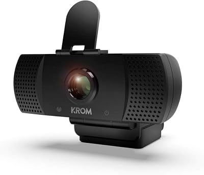 KROM KAM – Webcam Full HD 1080p con Micrófono Integrado, 30fps, Tapa de Privacidad, Trípode Incluido, Compatible con Windows, Mac y Linux – Negro
