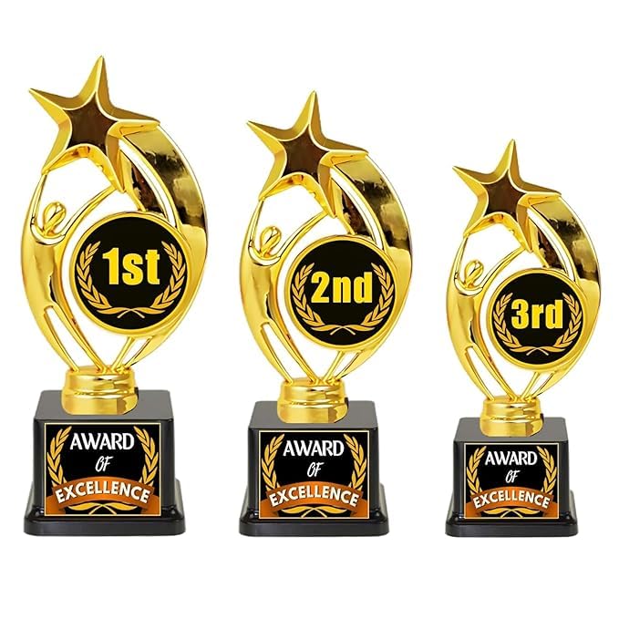 Royal Premium Round Award Trophy for Winners of 1st, 2nd & 3rd Trophy | Award Ceremony with All Customization Logo for Events, Functions | Competition Prize| (Star Model Trophy, Pack of 2)-picture-19