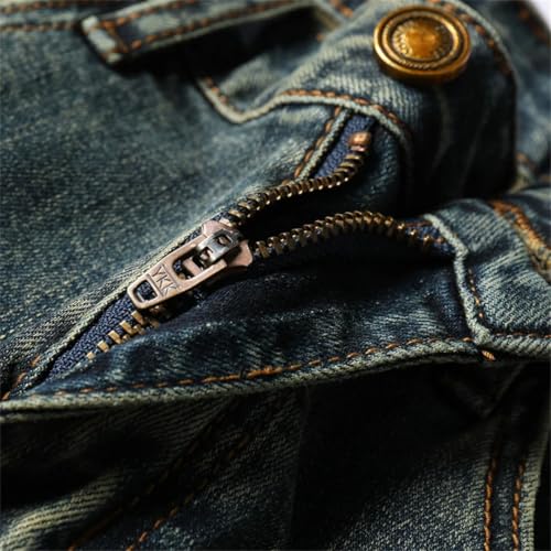 Men's Summer Cropped Pants Skinny Stretch Casual Distressed Patchwork Vintage Punk Style Denim Pants2