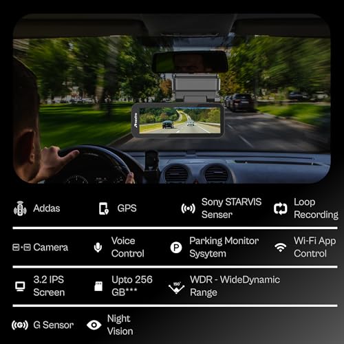 Image of Nextro X700 DualVision Plus Dashcam, 4K Front + 1K Rear, STARVIS Sensor, ADAS, Built-in GPS,150 Wide Angle, Wi-Fi App, Night Vision, WDR, G-Sensor, 3.2 inch IPS Display, Parking Monitor