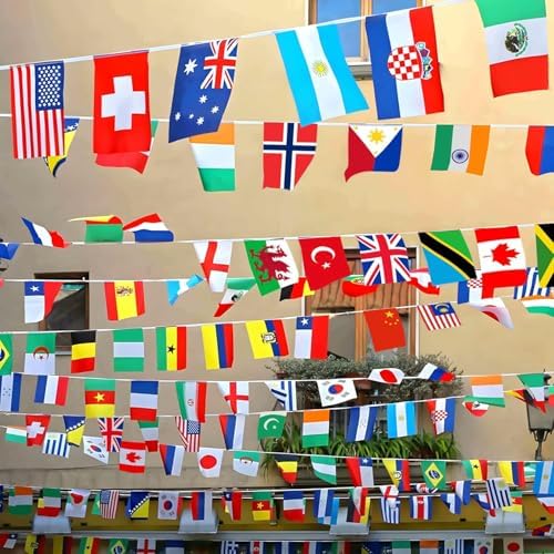 World Flags Bunting 100 Countries 25m (include All 48 Countries Flags Bunting of World Cup Football 2026), International Flag Bunting Flags of the World Bunting Banner for World Cup Party Decorations - View 4