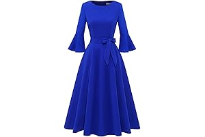 Women's Elegant Bell Sleeve Modest Church Dress