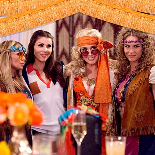 Image of 6 Pack 10 Feet Foil Fringe Garland Metallic Tinsel Streamers Banner Wall Hanging Curtain Backdrop Banner for Parade Floats, Valentine's Day, Wedding, Birthday, Mardi Gras Party Decorations(Orange)