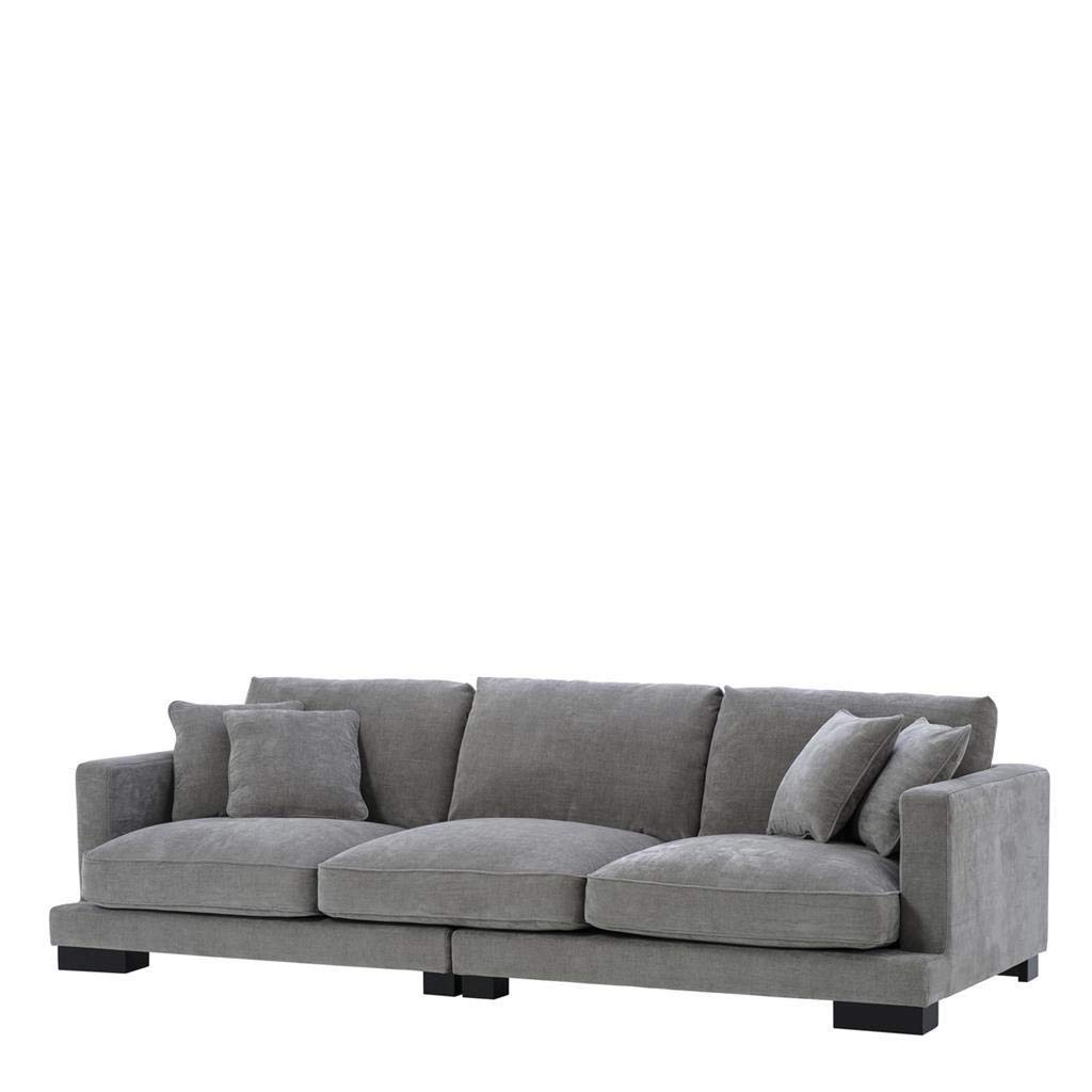 Classic Gray Sofa | EICHHOLTZ Tuscany | Dark Gray upholstered 4 Seater deep Living Room Couch | Modern Luxury Furniture