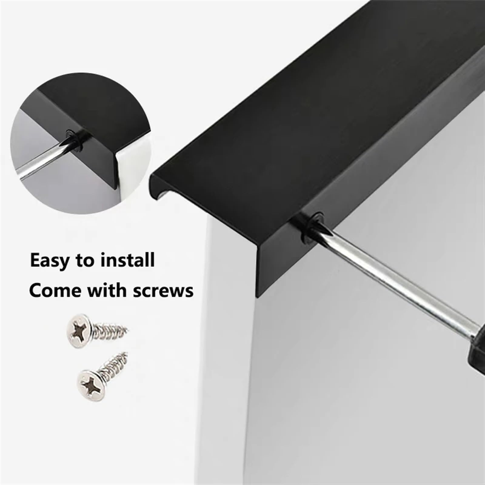 Tiradores ocultos para armarios con borde para el Manija de puerta cajón gabinete Multicolor 80-1200 mm(Schwarz,Length 800mm)