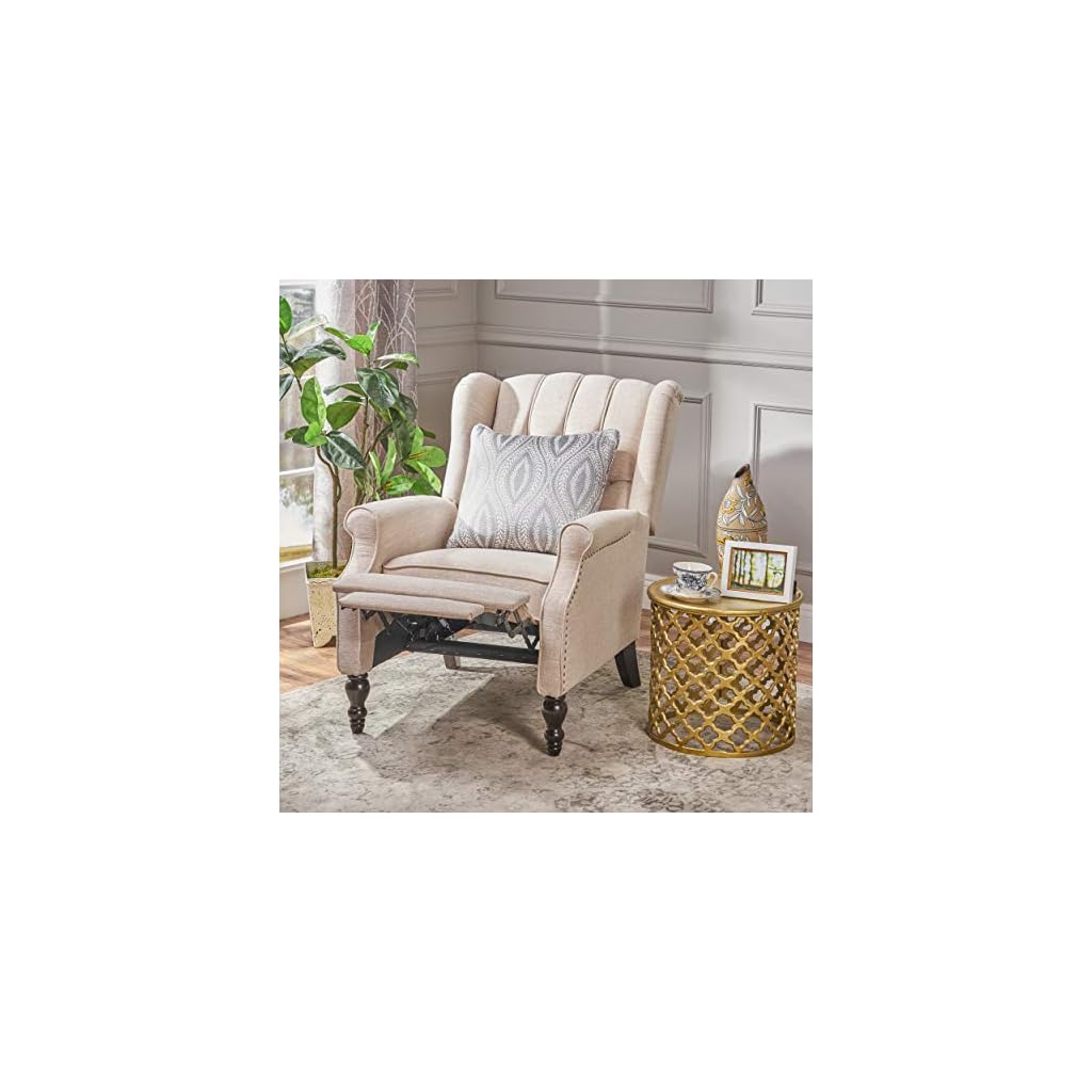 GDF Studio Elizabeth Tufted Fabric Recliner, Vintage Reclining Reading