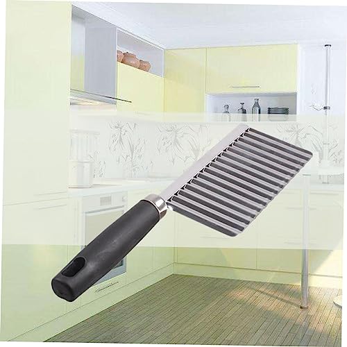 Cuchillo ondulado para cortar verduras y papas de acero inoxidable negro miniatura 3