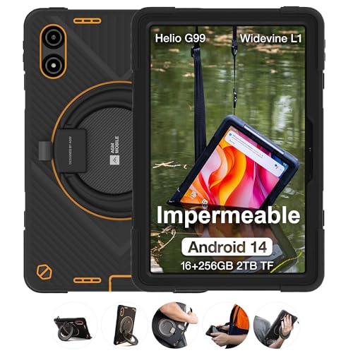 AGM Tablet Rugerizada, 11 Pulgadas Tablet Android con 4G LTE Libre, 16GB + 256GB/TF hasta 2TB, Pantalla FHD IPS Widevine L1, 50MP+8MP, IP68/IP69K y a Prueba de caídas