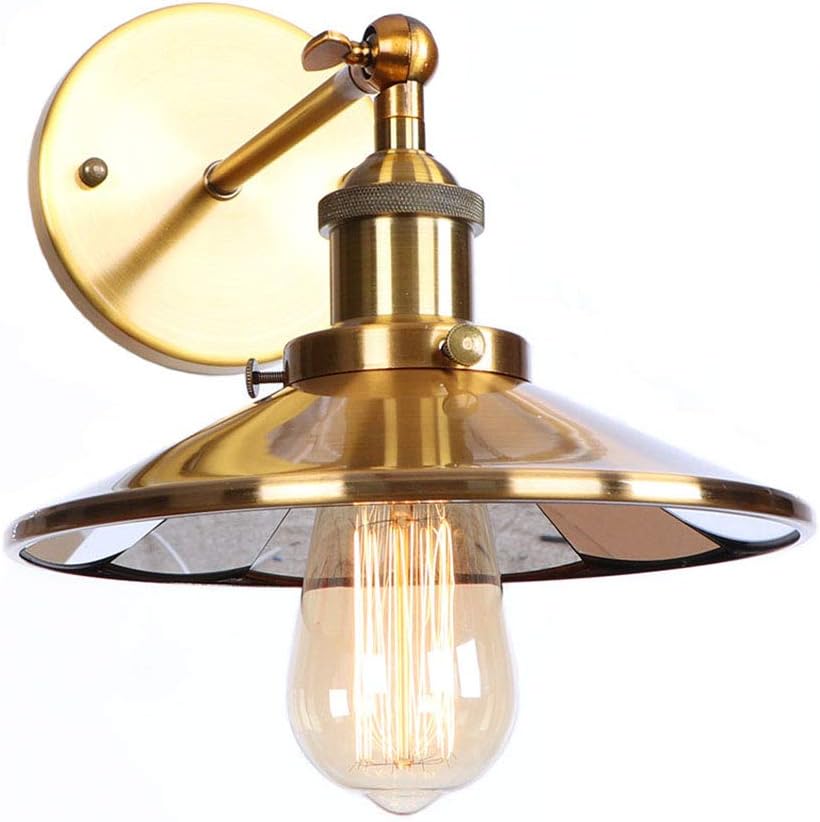 Wall Lights, Industrial Wall Light E27 Modern Wall Lamp with 2100K Retro Edison Bulb Rustic Wall Sconce Swing Arm Fixture Lighting Lamp Metal Shade for Bedroom Cafe Bar Restaurant Office, Bronze