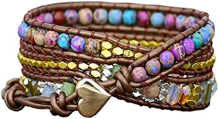 Josephine Design Women's Boho Wrap Bracelet Colorful Vintage Braided Bead Healing Crystals Jewelry Layered Handmade Bracelets (multi-color)