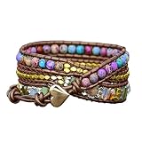 Josephine Design Women's Boho Wrap Bracelet Colorful Vintage Braided Bead Healing Crystals Jewelry L