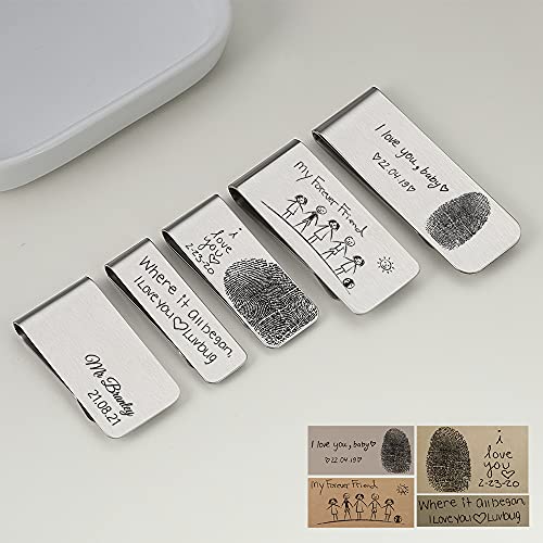 Personalized Money Clip for Men Wallet- Custom Engraved Letter Text LOGO Name Date Fingerprint Cash Credit Car Holder Women4