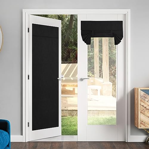 NICETOWN 100% Blackout Side Door Curtains for Window, Thermal Insulated Farmhouse Window Covering, Sheer Curtains for French Glass Door, 36W x 72L, 1