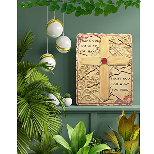 image for BANBERRY DESIGNS Inspirational Wall Plaque with Embossed Cross & Desig