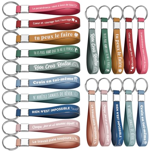 Yuecda Porte-clés inspirant, cadeau de remerciement, porte-clés en silicone, motivation porte clef lot, pour encourager les employés, les collègues, les...