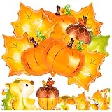 14 Pcs Fall Balloons, Large Thanksgiving Mylar Foil Balloons, Maple Leaf Squirrel Pine Cones Pumpkin