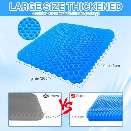 Image of Gel Seat Cushion with Honeycomb Design, Breathable Sitting Cushion for Office Chair, Car Seat, Wheelchair, Gaming Chair and Home Use, Blue