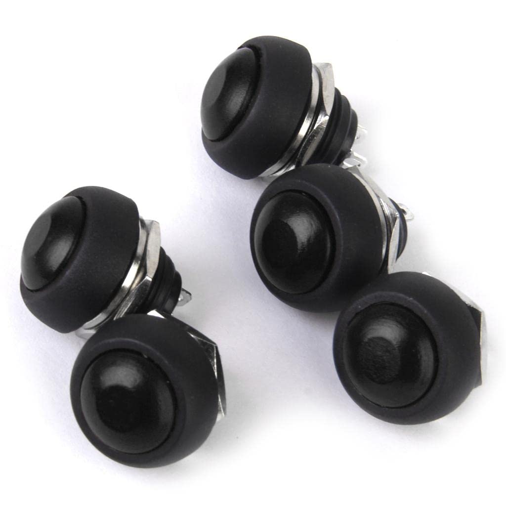 THE STYLE SUTRA® 5 x Momentary Push Button Horn Switch for Doorbell/Boat/Car Waterproof Black | 5 X Momentary Push Button