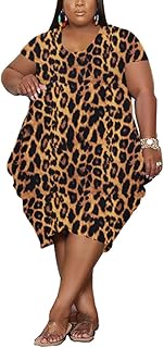 Oversize Tshirt Dress for Women Casual Plus Size Short Sleeves Midi Tunic Dresses with Pockets - Buy now