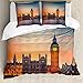 Produktbild ABAKUHAUS London Bettbezug Set, Big Ben und das Parlament, Milbensicher Allergiker geeignet mit Kissenbezügen, 155 cm x 200 cm - 80 x 80 cm, Mehrfarbig