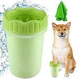 Haustier Pfotenreiniger, Hunde Pfotenreiniger mit Microfaser Handschuh Tragbarer Hunde Pfote Reiniger für GroßE Und Normale Pfoten Katzen (Grün 2)