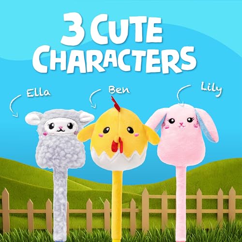 Image of BUNMO Cute Pens - Plush Fun Pens w /Soft Grip & 6 Colorful Refills - Gifts for Tweens - Fun Pencils for Kids - Bunny, Lamb, and Chicken - Gift for Teens - Squishies for Kids - Tiny Trio 3 Pack