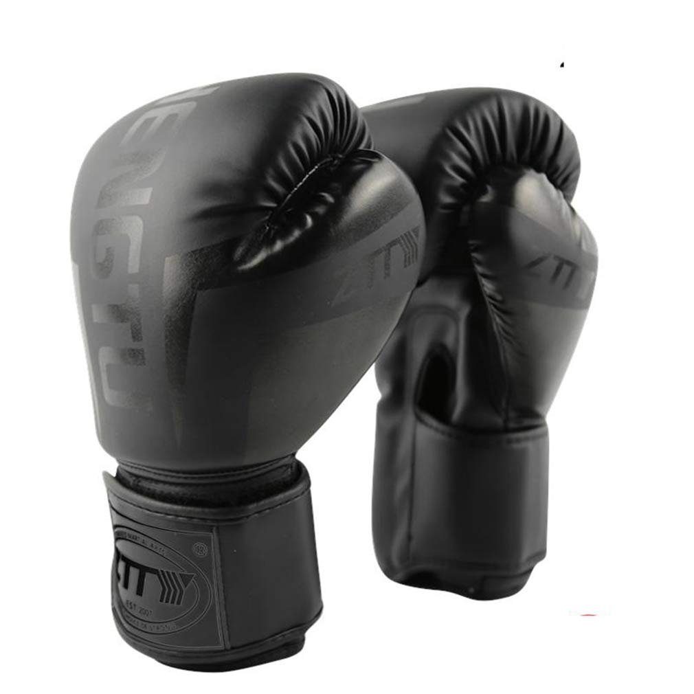 Professional Guanti Boxe Sparring Guanti di Perforazione di Pelle MMA Infuso di Formazione del Gel per Sparring Bandaggi Guanti in Pelle Punch Bag Muay Thai per la Formazione,Nero,10oz