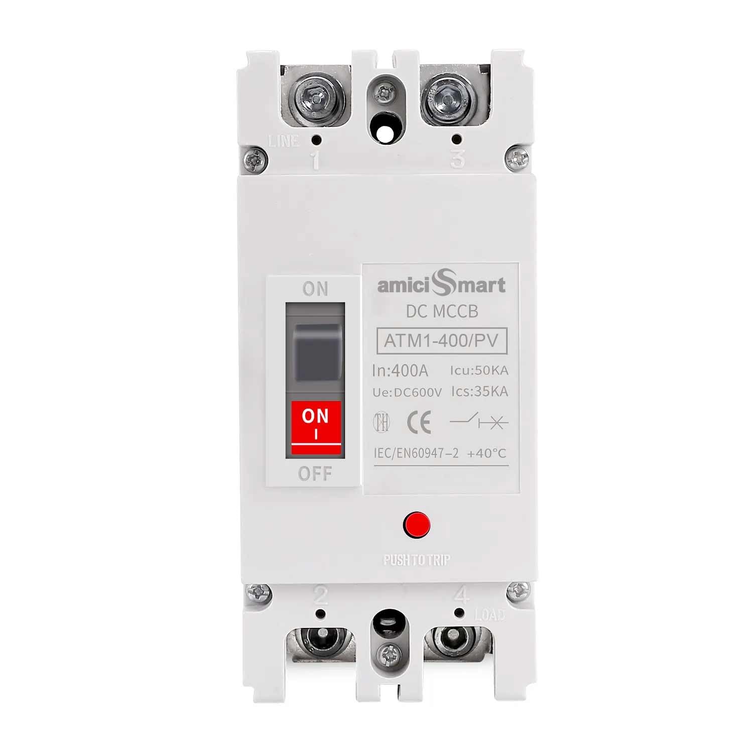 amiciSmart 600VDC Circuit Breaker, Photovoltaic Overload Protection Switch Ideal for Solar, Wind, and Hydropower Systems (400A MCCB)-image-23