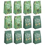 SOLUSTRE St Patrick’s Day Candy Wrapping Bags and Decorative Paper Treats Bags Set with 12 Sealing Stickers Portable for Holiday Packaging