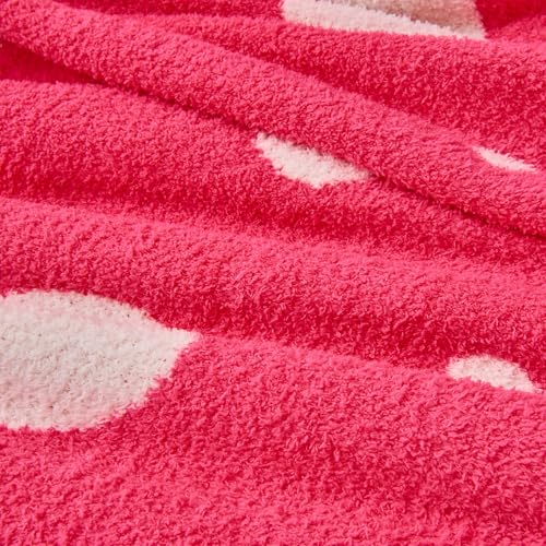 Image of CozeCube Reversible Knit Throw Blanket, Hot Pink White Polka Dot, 60 inchx80 inch