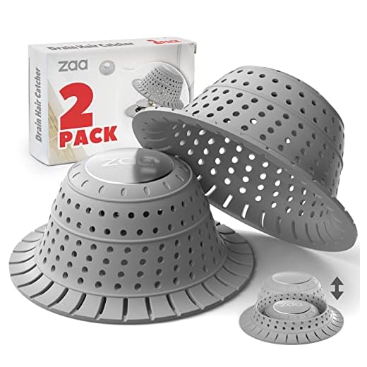 zaa Bathtub Drain Hair Catcher, 2 Pack Silicone Collapsible Drain Protector for Pop-Up and Regular Drains of Bathtub, Tub, Shower, Bathroom