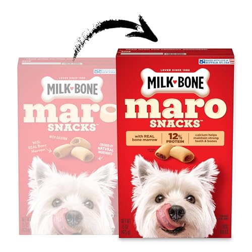 Image of Milk-Bone MaroSnacks Dog Treats, Beef, 15 Ounce (Pack of 6) with Real Bone Marrow and Calcium | 15-oz. boxes, Made with real bone marrow, Dog treats with 12% protein