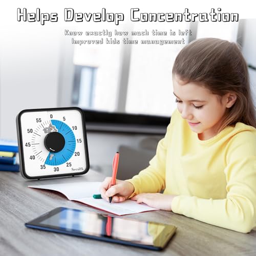 Secura Home 7.5 Inch Visual Timer, 60 Minute Oversize Countdown Visual Timer for Kids, Mechanical Time Management Tool with Cartoon Pattern (Blue) by Secura home - Image 5