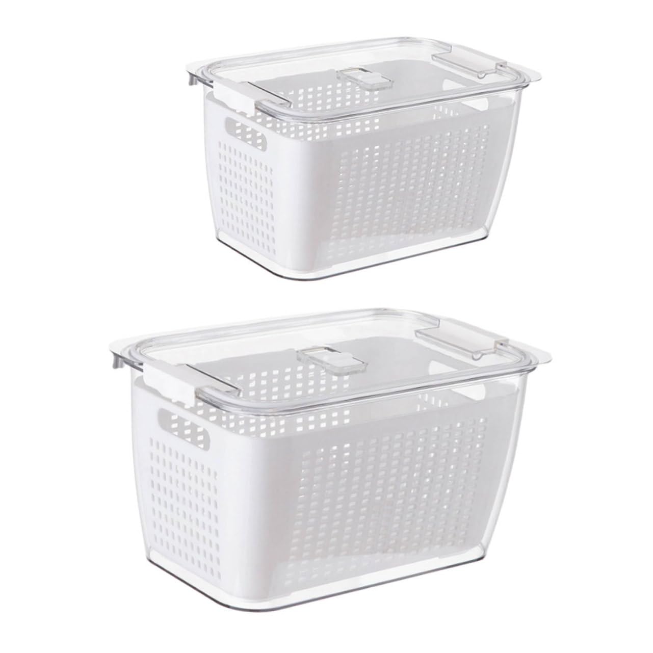 BESTonZON 2pezzi Contenitori Frigorifero Con Scolapasta Doppio Per Frutta e Verdura Scatola Alimentare e Resistente Al Freddo e Organizzazione Facile e Pratica Per Cucina e Frigorifero