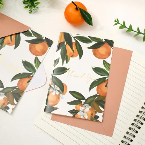 Cartes de remerciement de mariage orange et fête prénatale