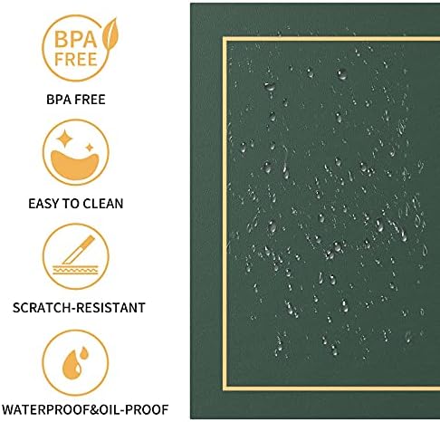 RIWNNI Placemats and Coaster Sets 6, PU Leather Dining Table Mats, Waterproof and Oilproof Heat Resistant Mats 41 x 31 cm (Green)