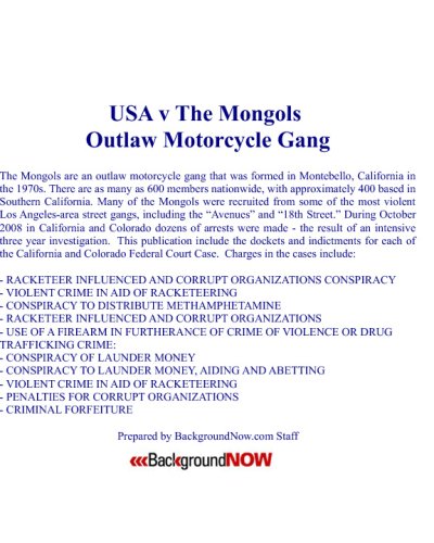 USA V The Mongols Outlaw Motorcycle Gang: Two Federal Indictments And ...