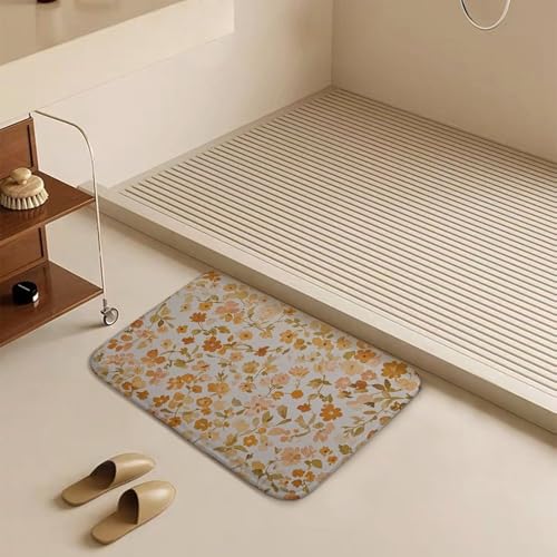Tapis de bain absorbant velours corail crème pour sol sec et sécurisé