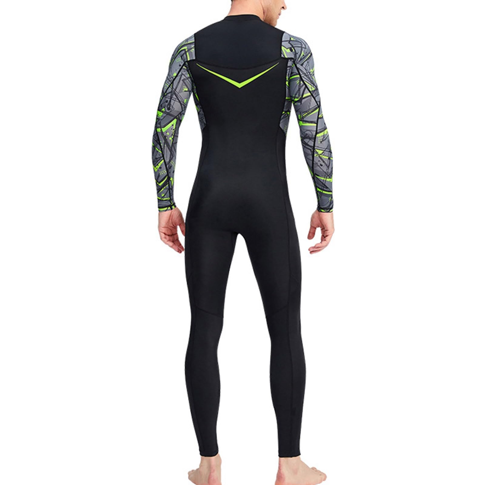 Herren Badeanzug Einteiler Schwimmanzug Bademode Männer Langarm Sonnenschutz Surfanzug Shorty Neoprenanzug Beachwear Atmungsaktiver Ganzkörper-Tauchanzug mit Frontreißverschluss
