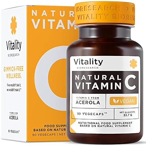 Organic Vitamin C Supplement 165 Mg, Made from Natural Acerola Cherry - Antioxidant, Boosts Immune System, Moisturize Skin and Supports Joints - 90 Capsules Cover