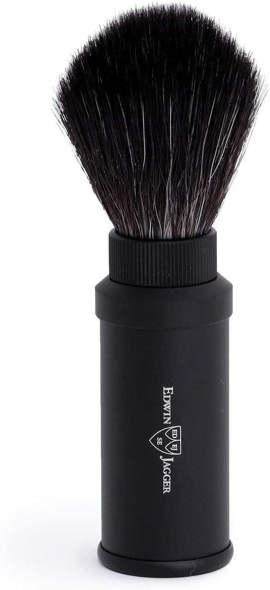 Edwin JaggerBlack Travel Shaving Brush With Black Synthetic Fill