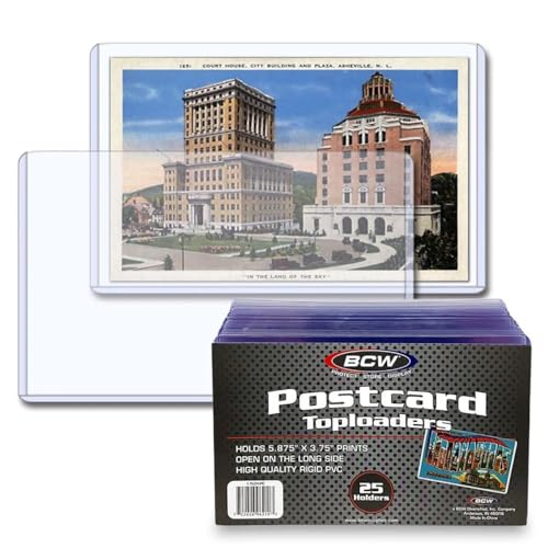 BCW Postcard Top Load Holder - Pack of 25 | Toploaders For Cards Hold 5 x 3 Postcards | Postcard Toploader safe for Photos and Cards