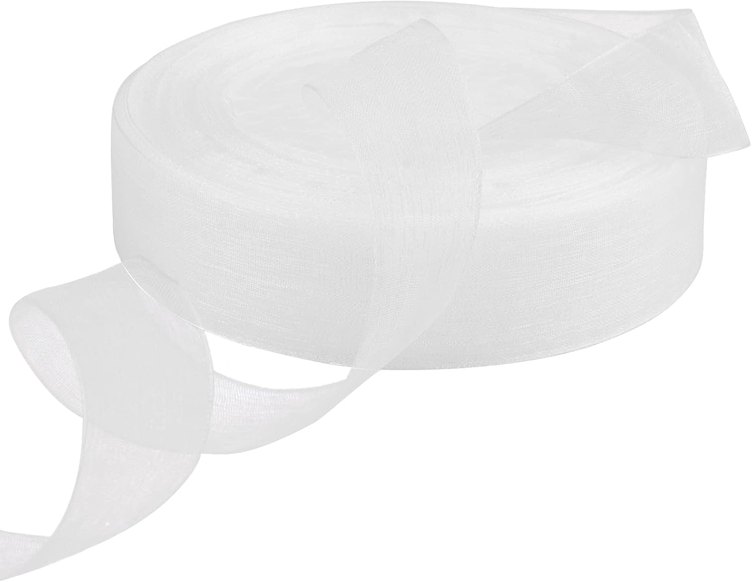 Hapeper 1 Inch Sheer Organza Chiffon Ribbon, 50 Yards/Roll (White)
