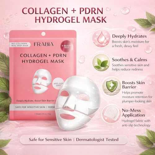 Image of Bio Collagen Mask | Collagen Mask Overnight | Sheet Mask | Korean Glass Skin Overnight Hydrogel Face Mask Sheets for Deep Hydration, Pore Minimizing, Firming & Moisturizing | Paraben-Free | For All Skin Types | 1 Piece - 34g