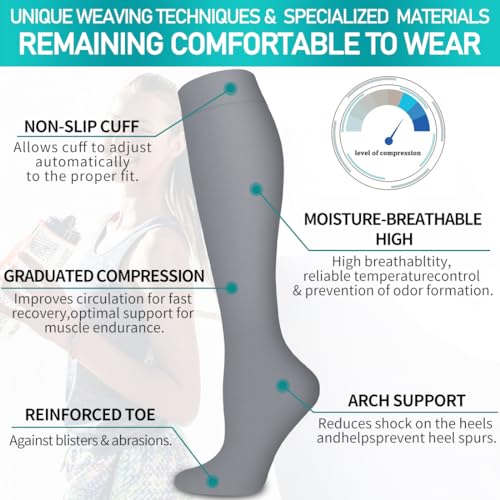 Image of COOLOVER Copper Compression Socks for Women and Men(6 Pairs)-Best Support for Running, Athletic, Nursing, Travel