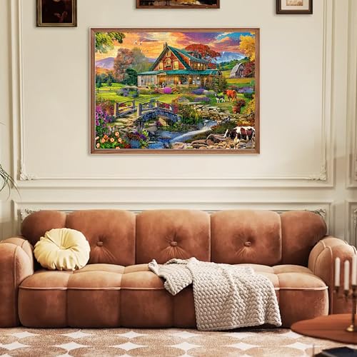 Image of Jigsaw Puzzles for Adults 500 Pieces, Country Life Puzzle Interlock Perfectly Letter on Back No Dust, Challenging Puzzle Home Decor Birthday Party Gift Toy for Men Women Olders Seniors (21 x 15 in)