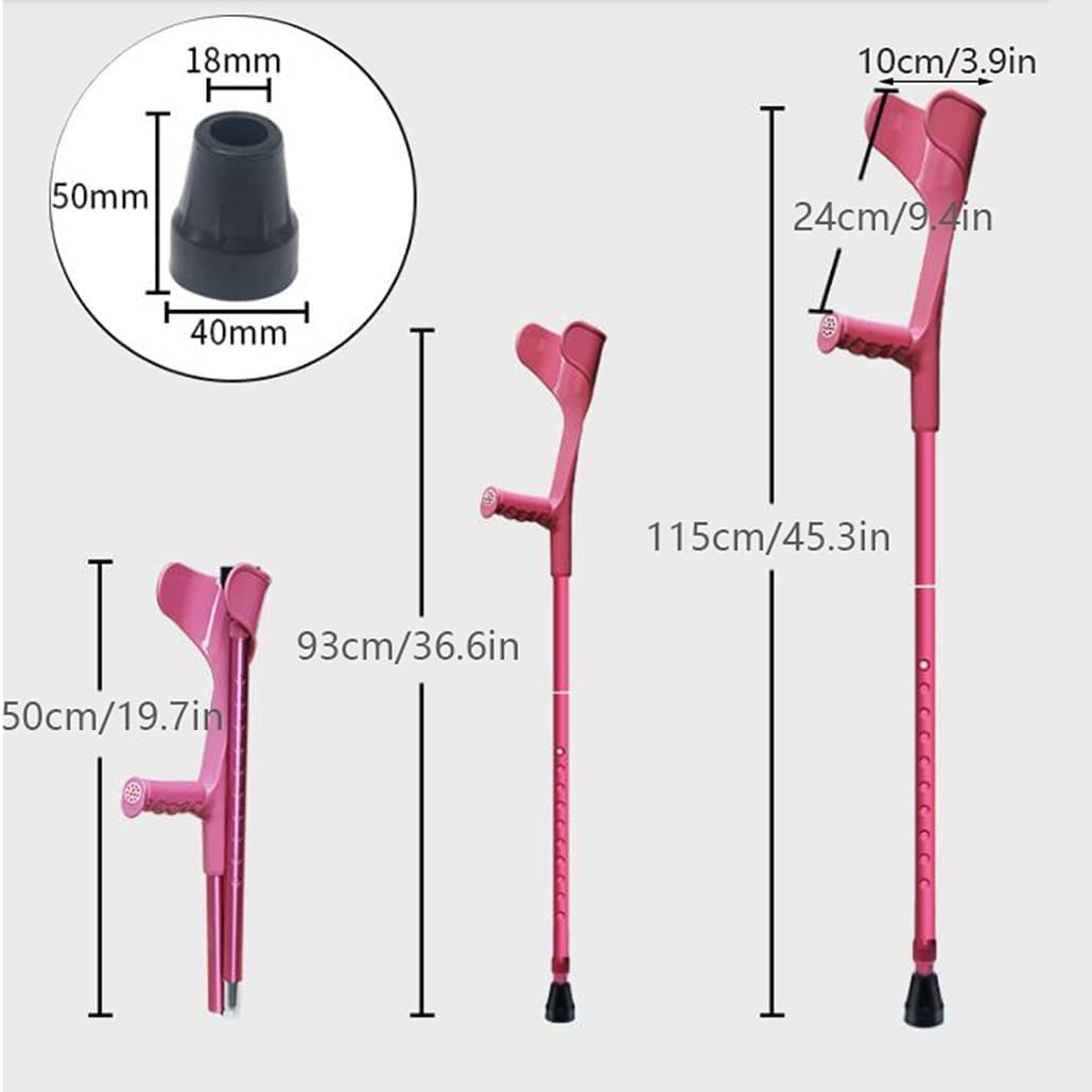 Muletas de antebrazo Ajustables con puño Abierto, muletas de Codo Plegables portátiles para Adultos, Hombres, Mujeres, Bastones de aleación de Aluminio, rodamiento de 220 Libras. (Color : C)
